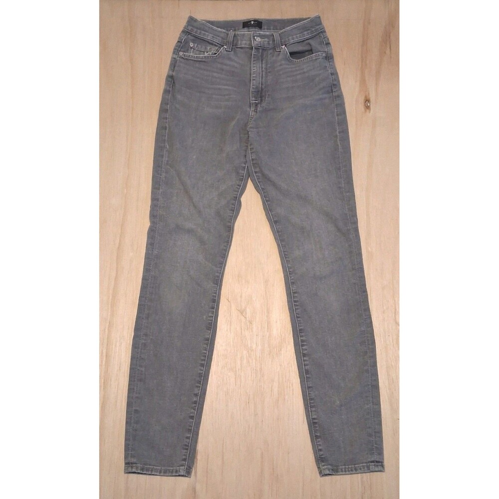 7 For All Mankind Womens Jeans Size 27 High Waist Skinny Ankle Light Gray